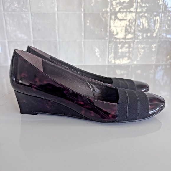 Stuart Weitzman Wedge Heels‎ Patent Leather Brown Tortoise Shell Women's 8 - Picture 5 of 8